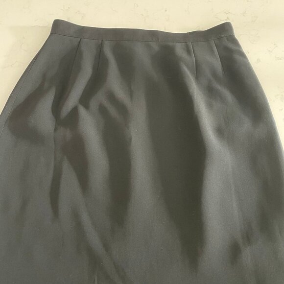 Albert Nipon Petite Vtg Lined Triacetate Pencil Skirt w Pleated Hem Black Sz 6P - Picture 4 of 10